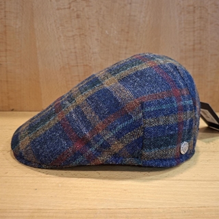 Visera BEIRETS de lana, azul efecto gastado con rayas mostaza/verde/granate - Imagen 2